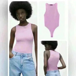 Zara Halter-neck Sleeveless Bodysuit  Purple Pink one piece size S